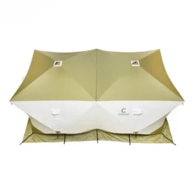Палатка зимняя КУБ Premium Дубль 4,2х2,1м, трехслойная, цвет оливковый/белый, Следопыт